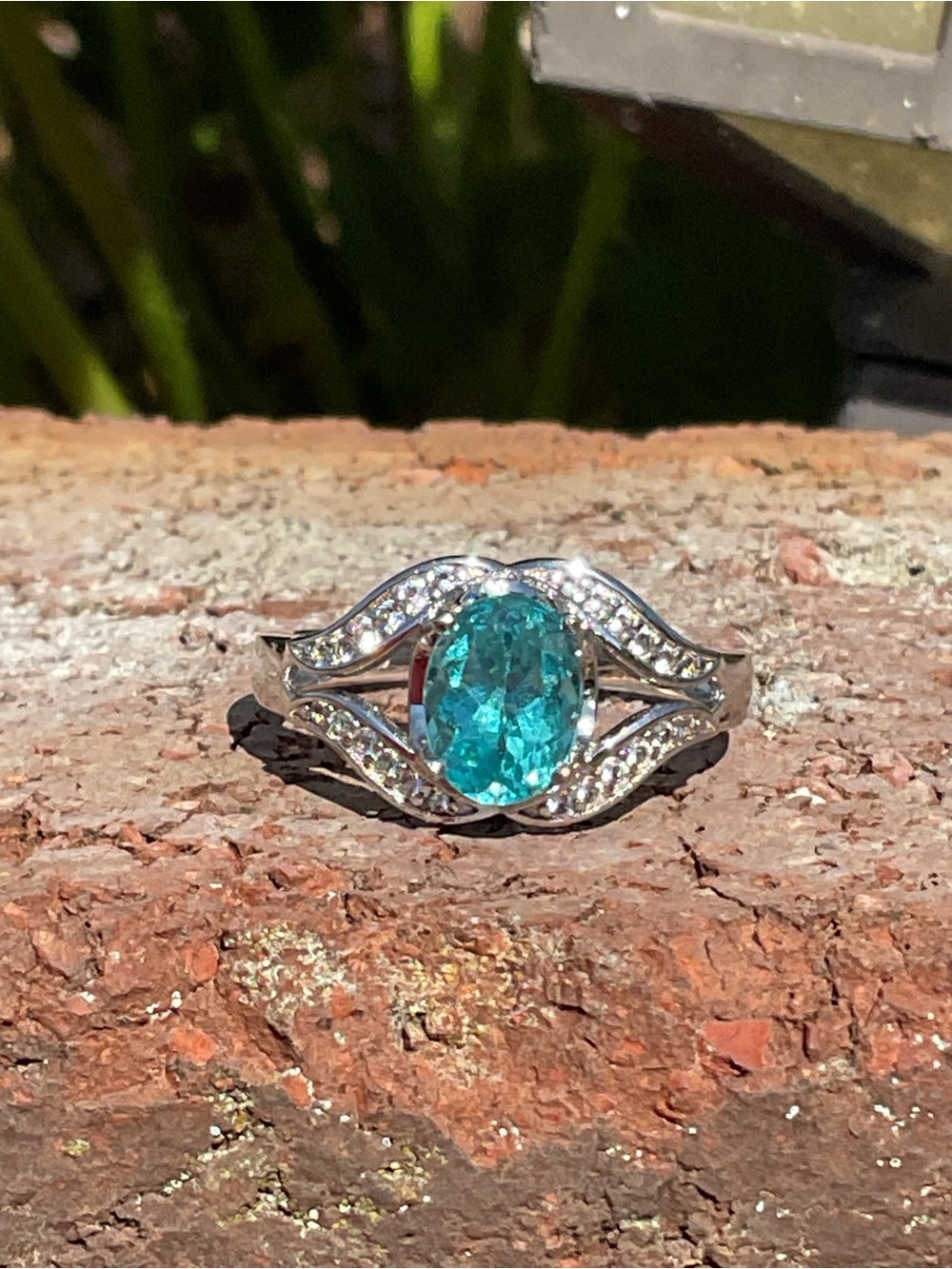 Aquamarine.925 Silver Ring 7